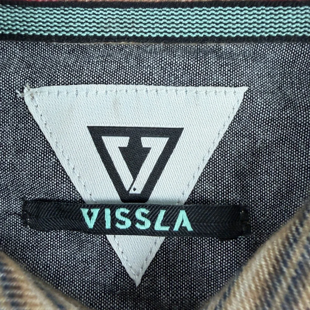 Vissla Shirt Mens‎ L Brown Stripe Long Sleeve Button Down Casual Central Coast